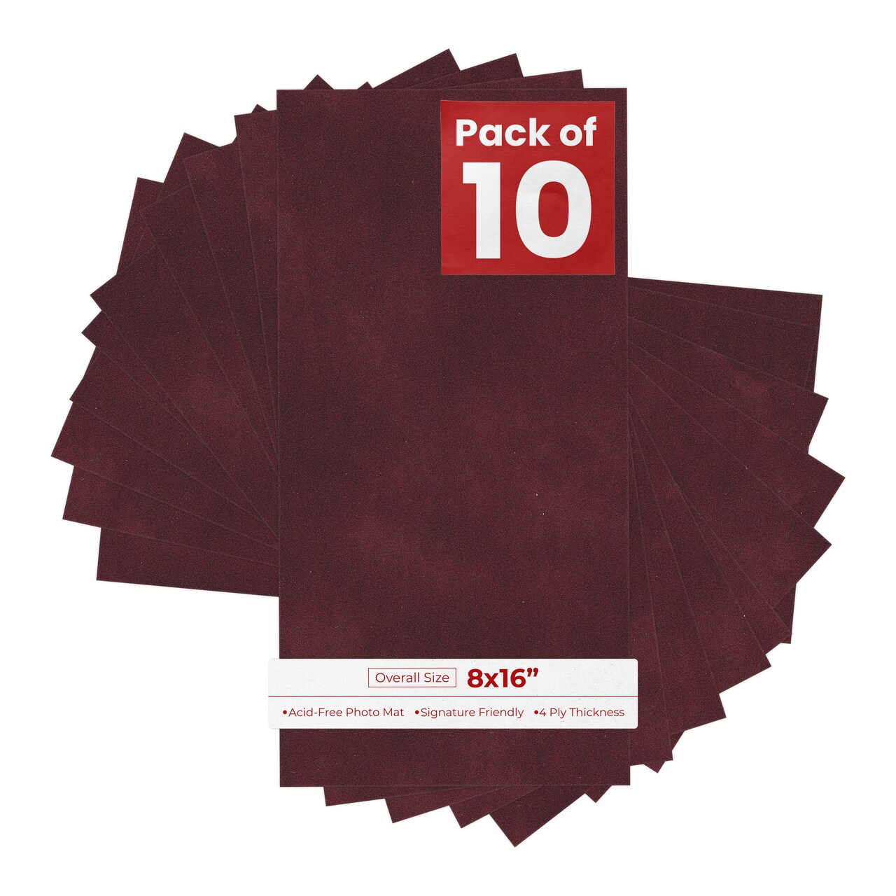 Dark Red Suede 8x16 Uncut Mat Board - Blank Sheets, No Opening